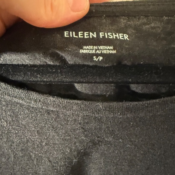 Eileen Fisher Organic Linen Short Sleeve Top – Black (Size S, Oversized Fit) - Picture 3 of 5